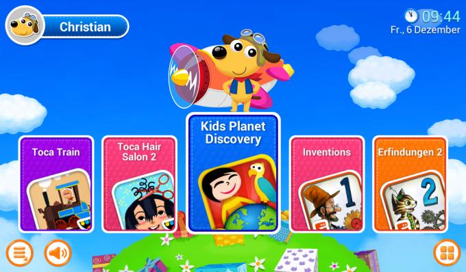 Kindermodus: Kinder können hier einen eigenen Startbildschirm mit App-Verknüpfungen und buntem Hintergrund gestalten.