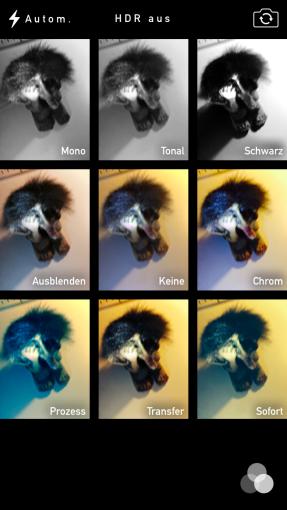 Die Kamera-App beherrscht nicht nur einfache Fotos und Videos, sondern ihr könnt auch schon während der Aufnahme Effekte hinzufügen.