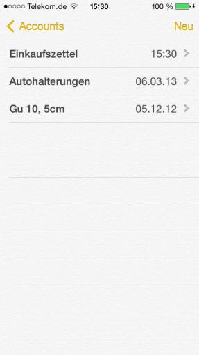 Notizen synchronisiert die gesammelten Werke automatisch mit der iCloud, wenn ihr das gestattet.