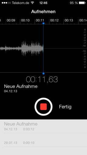 Sieht die grafische Anzeige in Sprachmemos auf den ersten Blick auch nach Spielerei aus, sie hilft, die richtige Lautstärke zu treffen.