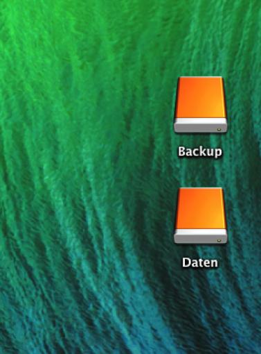 Neue Partitionen II: Die beiden neuen Partitionen erscheinen als Laufwerke auf Ihrem Schreibtisch. Ihr könnt eine Partition zum Beispiel für ein Backup, die zweite für andere Daten verwenden.