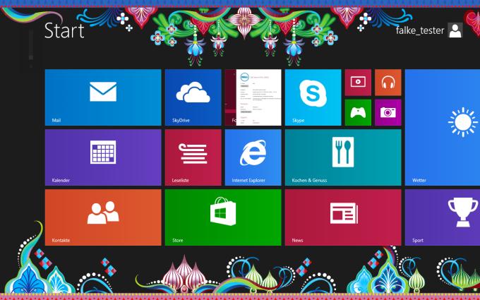Der Startbildschirm von Windows 8.1 mit dem typischen Kacheldesign.