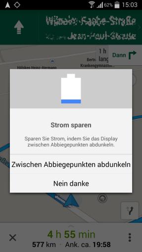 Die aktuelle Version von Google Maps bietet automatisch diese Option, mit der sich der Akku schonen lässt.