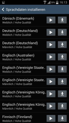 Android bietet standardmäßig mehrere Sprachpakete an, die für Google Maps verwendet werden können.