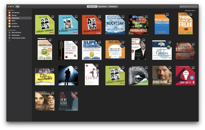Die „Bücher“-App rundet das Medien-Angebot auf dem Mac ab. Schade, dass man eigene Hörbücher nach wie vor nur in iTunes, beziehungsweise jetzt „Music“ importieren kann.