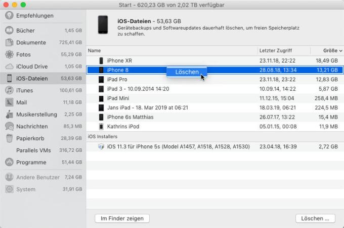 Ist Ihr neues iPhone in Betrieb, können Sie das Back-up des alten löschen – entweder mithilfe der Back-up-Einstellung von iCloud oder auf dem Mac mit den Systeminformationen.