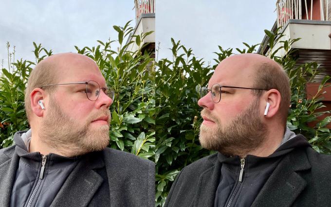 In Ermangelung eines attraktiveren Models muss Mac-Life-Chefredakteur Sebastian Schack die optischen Unterschiede zwischen AirPods 2 und AirPods Pro selbst demonstrieren.