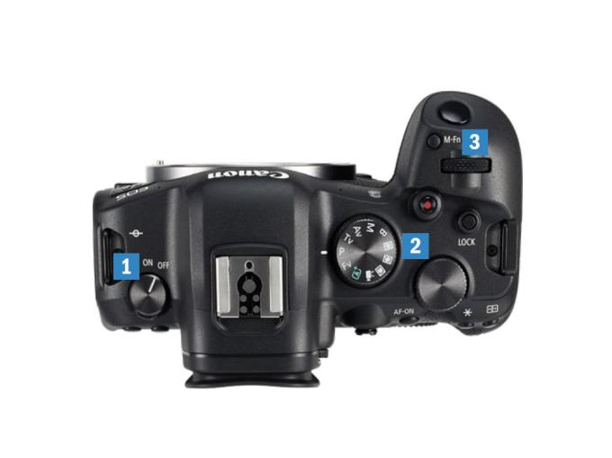 Das Gehäuse der EOS R6 von oben.
