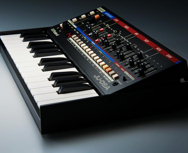 Der JU-06A ist kompatibel zu dem optionalen Keyboard K-25m, das Bedienfeld kann in zwei Winkeln aufgestellt werden.