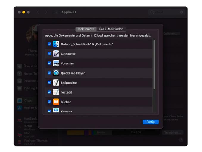 In macOS kannst du die automatische Synchronisierung von Verzeichnissen mit iCloud aktivieren.