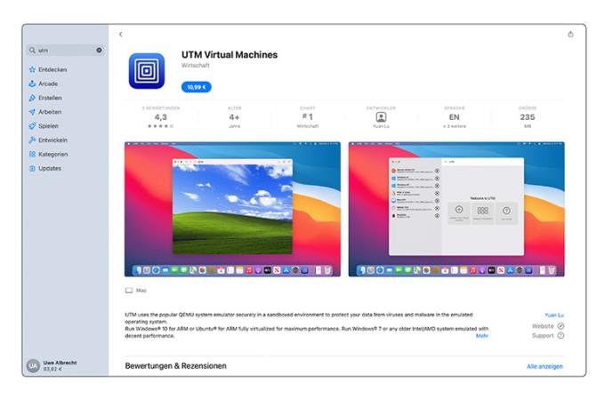 UTM Virtual Machines 2 ist auch im App Store erhältlich.