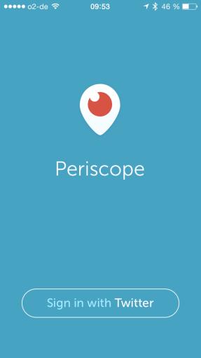 Periscope verlangt eine Registrierung über Twitter