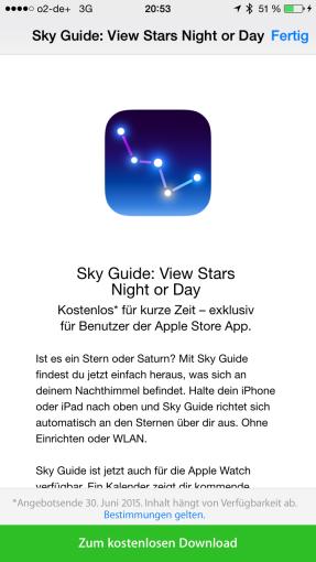 Sky Guide können Sie bis 30. Juni kostenlos herunterladen
