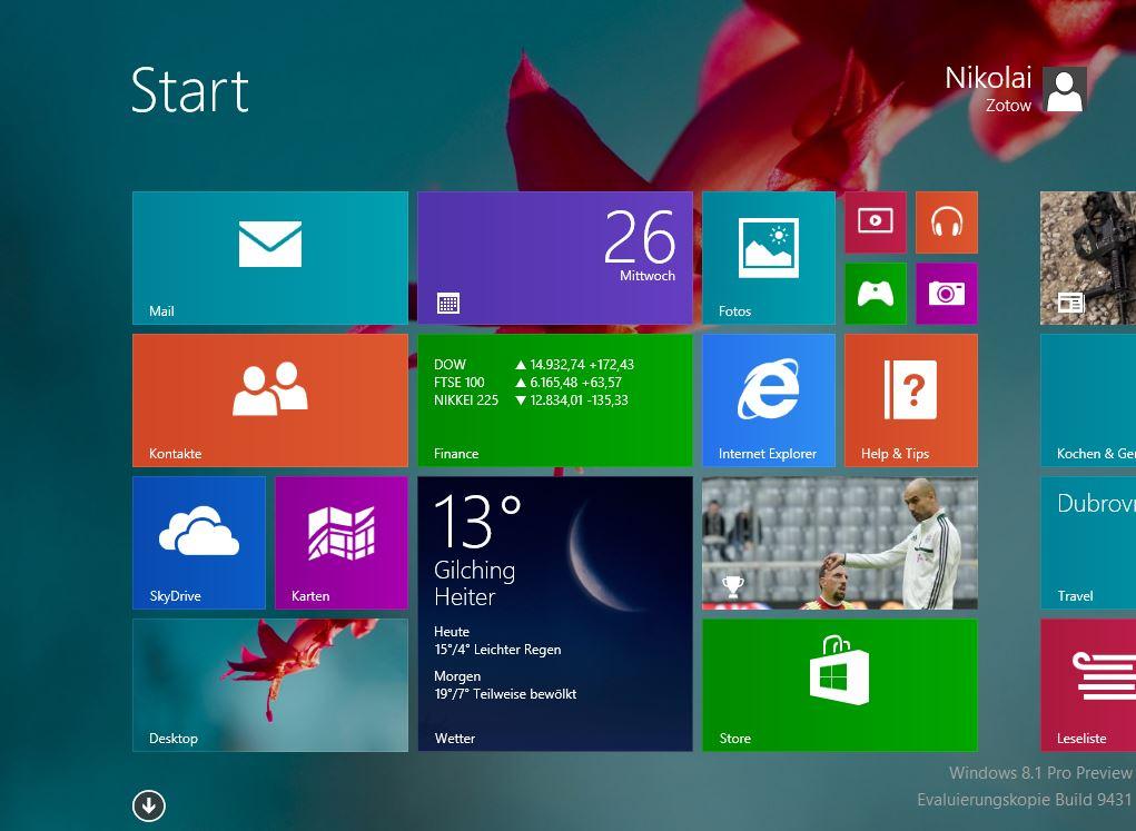 Microsoft PreviewVersion von Windows 8.1 mit vielen Neuerungen TECH.DE