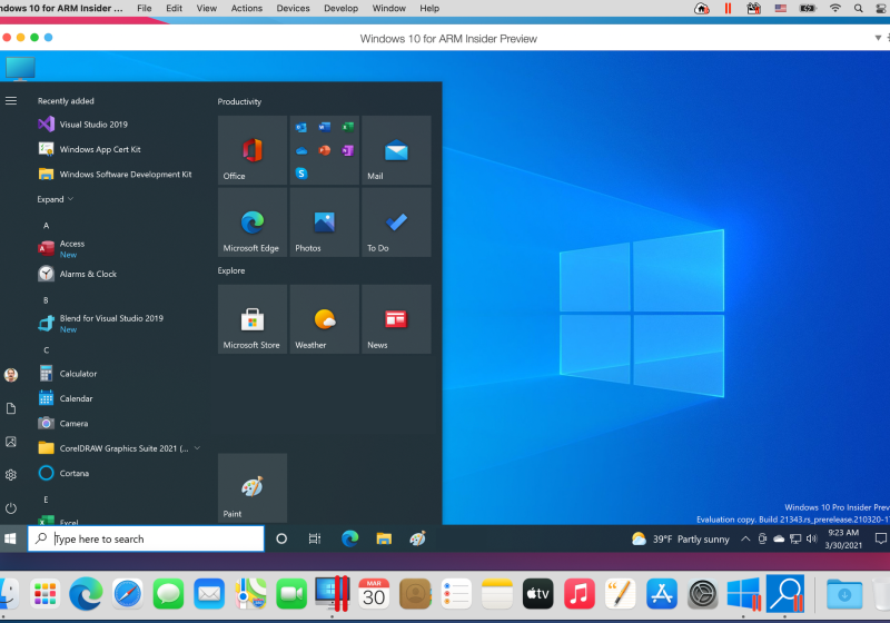 Windows 10 for ARM Insider Preview unter Parallels auf M1-Mac Parallels