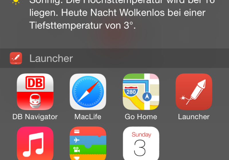 So sieht Launcher in der Mitteilungszentrale aus. 0