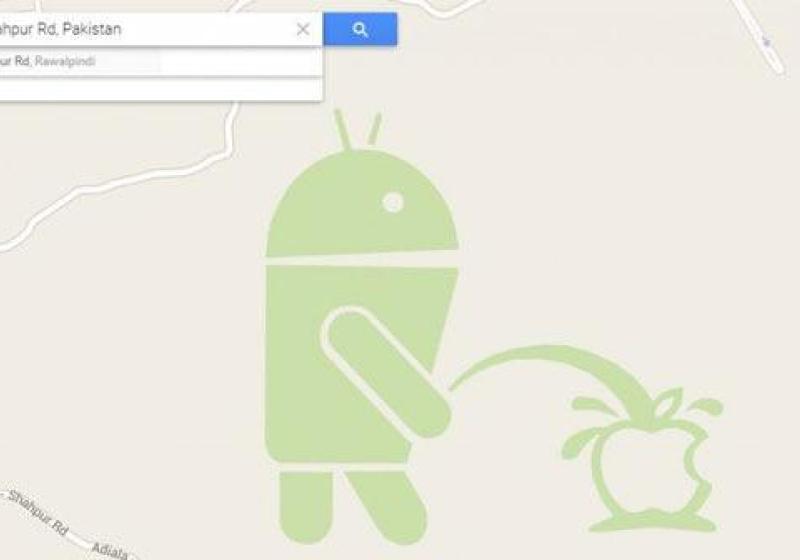 Drastische Reaktion auf pinkelndes Android-Männchen, erstellt in Map Maker ... nitricboy