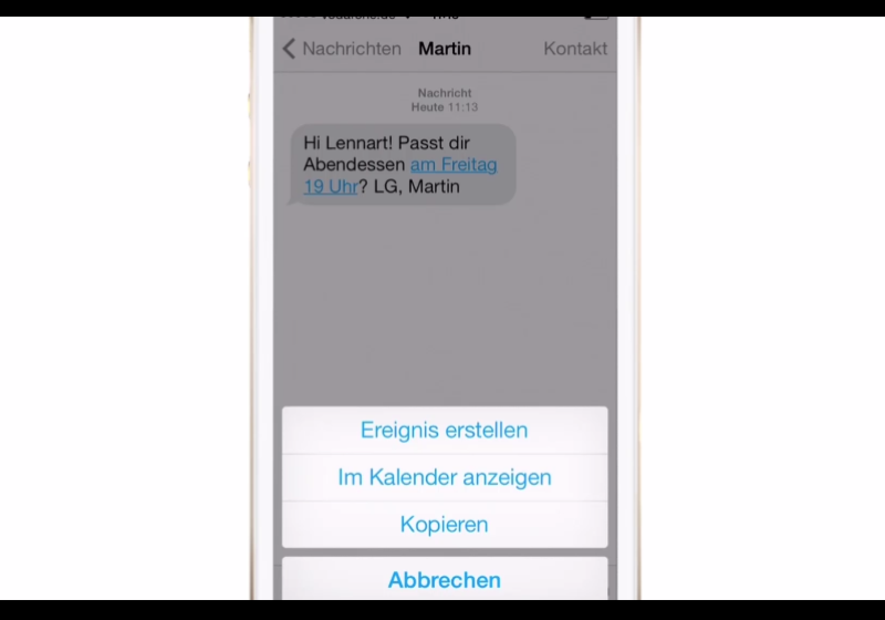 iOS erkennt Termine in Nachrichten automatisch 0
