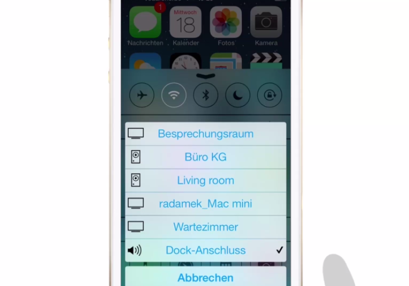 In iOS können Sie Ihr Audio-Wiedergabe-Gerät auswählen 0