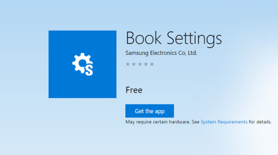 Book Settings Samsung via Windows Store