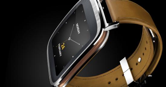 Asus ZenWatch mit Lederarmband in rechteckigem Gehäusedesign Asus